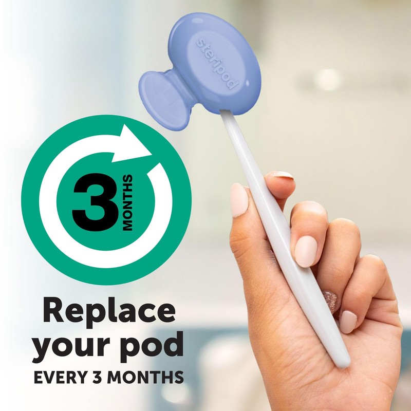 Steripod Clip-on Toothbrush Protector, Green/Silver, 2 Count