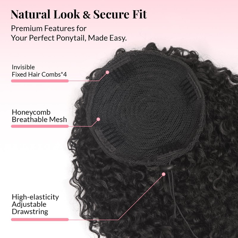 AliLeader Curly Ponytail Extension 10 Inch Drawstring Ponytail for Women