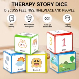 Boczif Pocket Story Dice for Kids Playing Game Dice Cubes for Classroom Teaching, Education Soft Foam Dice Teacher Teaching Story Cubes Toys for School Learning Activities (Set of 2)