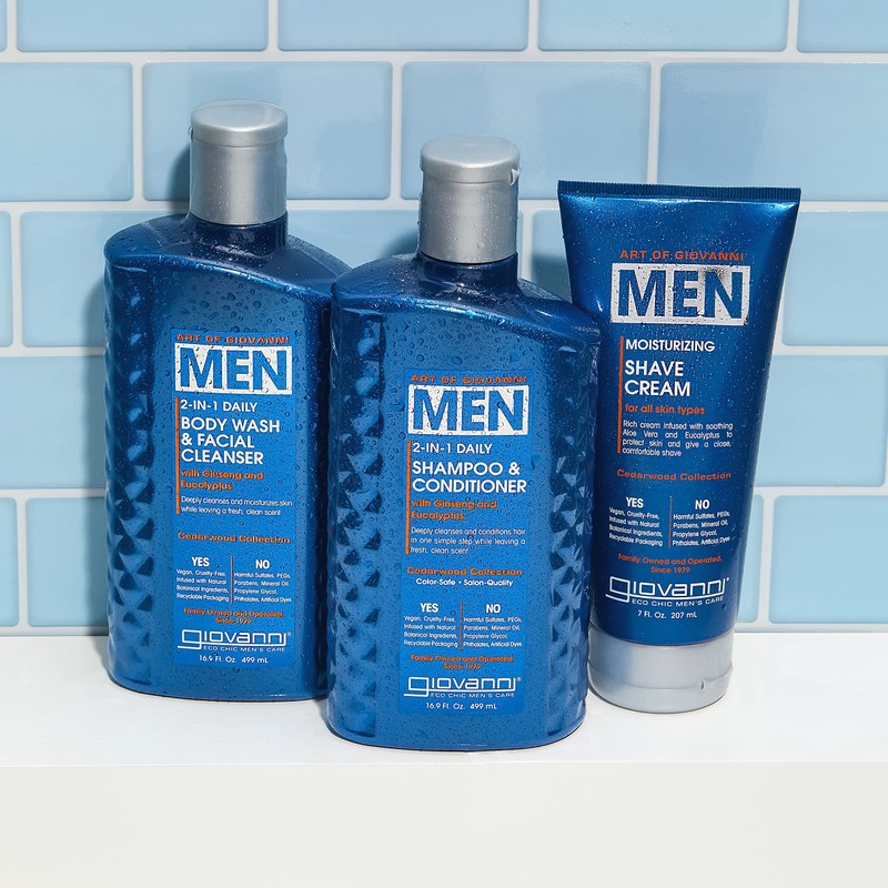 GIOVANNI Men’s 2-in-1 Daily Body Wash & Facial Cleanser, 16.9