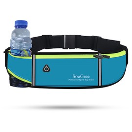 SooGree Men Women Running Belts,Slim Sport Belts,Waterproof Running Fanny Pack,Waterproof Running Waist Packs with Reflective Strip,Runner Belt for Running Walking Cycling Camping Gym, Blue,