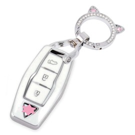 ZANEKO New Outlander Key Case Compatible with Mitsubishi New Outlander PHEV GN0W Key Cover Outlander Smart Key Case (Cute Cat Ears, White)