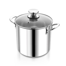 P&P CHEF 8 Quart Stock Pot with Lid, 8 Qt Large Stainless Steel Stockpot