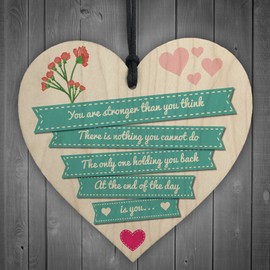 RED OCEAN You Are Stronger Inspirational Motivational Quote Best Friend Wooden Hanging Heart Gift Plaque Sign
