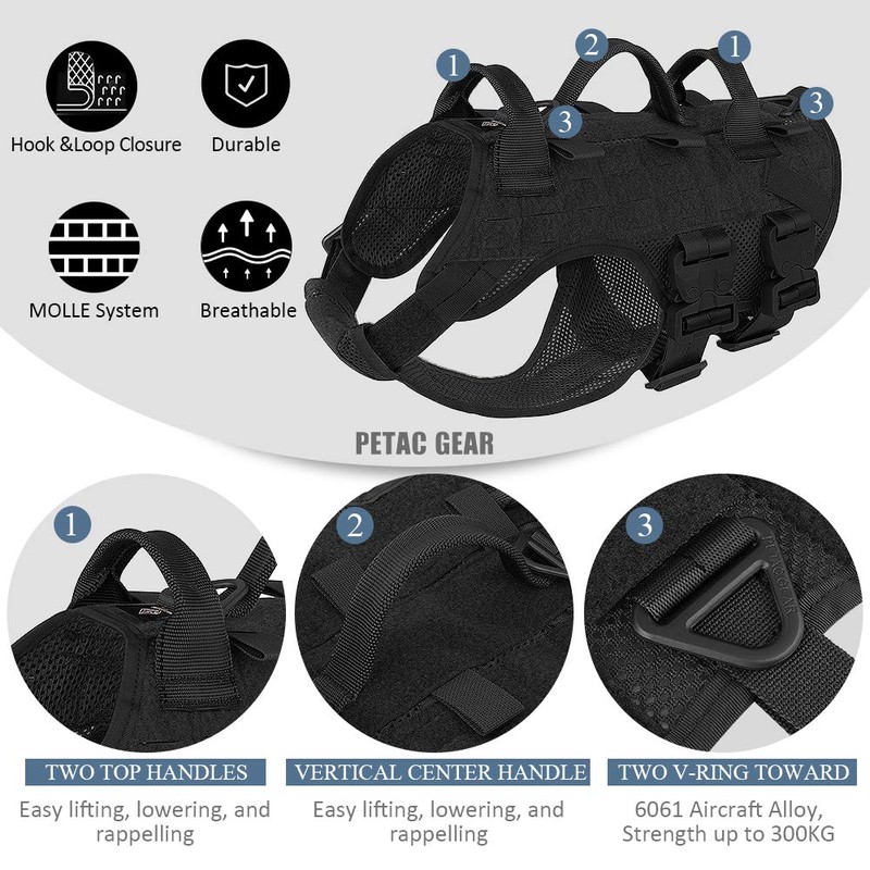 PETAC GEAR Tactical Dog Harness No Pull for Large Working