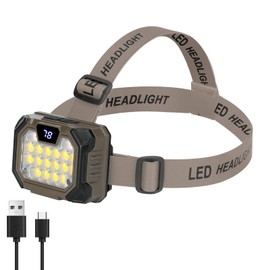 LED Headlamp Rechargeable Battery Powered Hard Hat 5 Light Mode 1000 Lumen Usb C Waterproof Bright Outdoor Camping Essential Fishing Gear Hiking Accessories Hunting Running Survival Power Outage Gifts