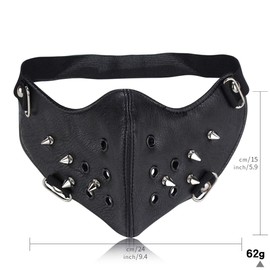 GelConnie Punk Leather Mask Motorcycle Biker Half Face Cosplay Mask Wind Protective Anti-Dust Outdoor Sports Mask for Cosplay Party Props