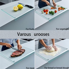 LANGBOHOS Glass Cutting board for Kitchen with Lip，Clear Cutting board for Countertop Protector，Non Slip，Heat Resistant，scratch-resistant (Clear-17 * 13.4in)