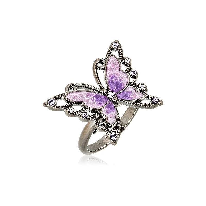 Anna Sui SAMR0748 XV Butterfly Motif Ring, Glass Metal, No