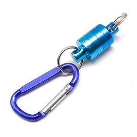 Magnetic Releaser for Fishing Tools, Blue Carabiner, Includes Hook, Super Strong Magnet, Load Capacity 4.4 lbs (2 kg), Small, Lightweight, Aluminum, Mountain Climbing, Outdoor Activities