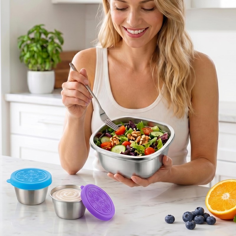 Stainless Steel Salad Bowls to go for Lunch Container Kit