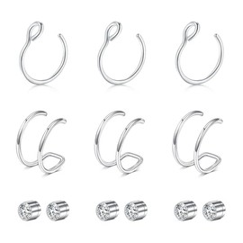 Briana Williams Fake Nose Ring Hoop for Women Fake Lip Piercings Ring Faux Nose Lip Earrings Piercing Clip on Non Piercing Helix Cartilage Earring Cuff