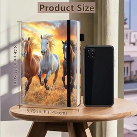 Lined Journal Notebook for Women Men, 200 Pages Hardcover Leather Journals for Writing, A5 Journaling Notebooks for Business Work School Note Taking, College Ruled Journal, Wild Horse