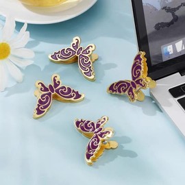 4Pcs Butterfly Metal Paper Clip Book Clips Binder Clips Vintage Bullet Junk Journal Clips Notebook Accessories Decorative Clips for Office Home DIY Use School Stationery Purple
