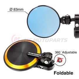 MC Motoparts Gold Reborn CNC Folding Bar End Mirrors – Compatible with 7/8" Handlebars, For MT-07 MT-09 MT-10 TMax 530 500 16 17 18 19 20 21 25 24 23 FZ-09 FZ-07 MT-09SP