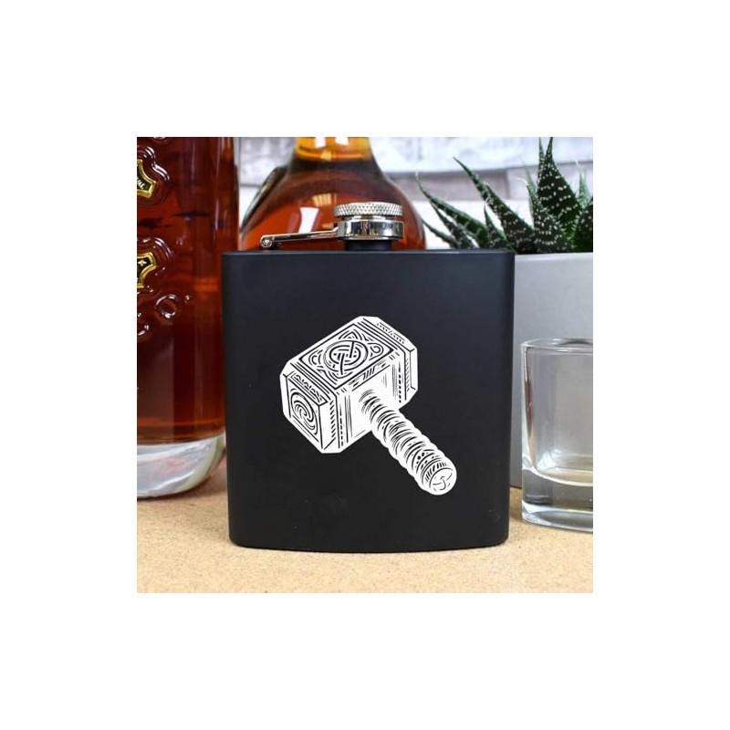 6oz (170ml) 'Viking Hammer of Thor' Pocket Hip Flask (HP00032366)