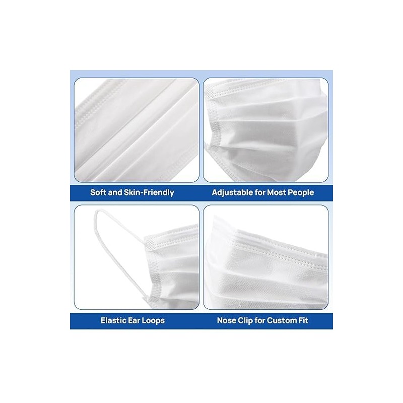 50Pcs Disposable Face Masks，3-Ply Breathable Protection Mask for Adults, Daily