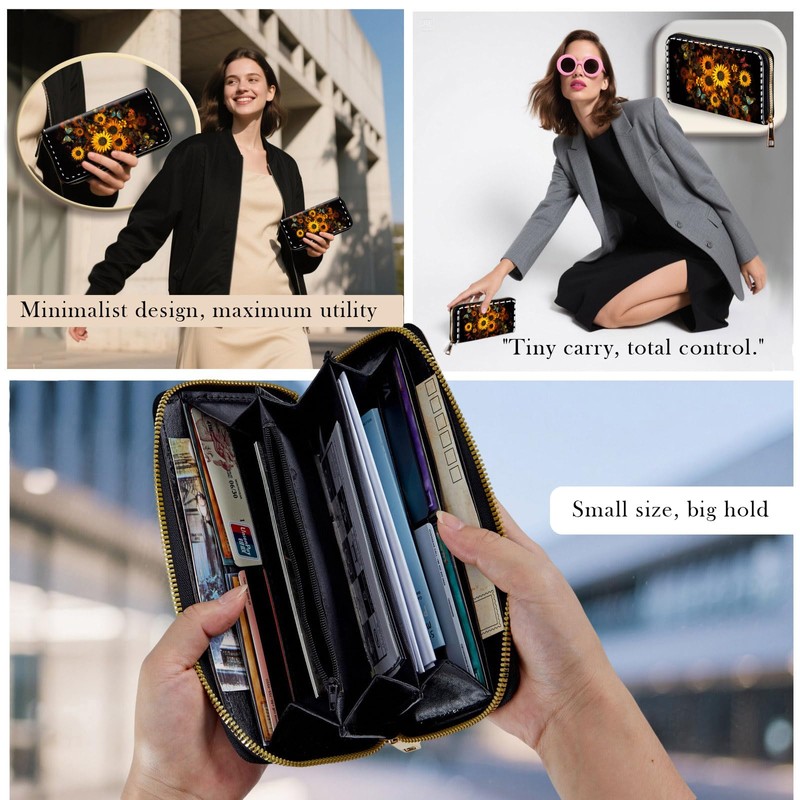JHYYTUJTYP Zip Around Wallets for Women with Detachable Wrist Strap,