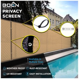 Boen - Backyard Privacy Screen Fence Covering 4' x 50' - Black - Instant Outdoor Privacy Fence Screen for Any Metal, Chain Link, Wood Panels or Plastic Fencing - Shade & Block Wind Privacy Wall