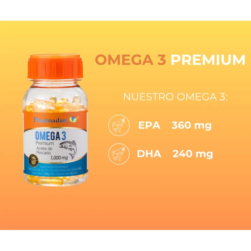Omega 3 Premium 1,000mg C/100 Caps Sin Sabor
