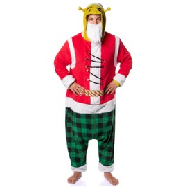 INTIMO Shrek Santa Adult Unisex Fleece Hooded Kigurumi Costume Pajama Union Suit for Men and Women (Shrek Santa, XXS/XS)