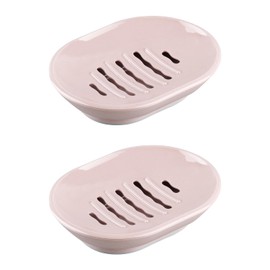 2Pack Soap Dish with Drain,Keep Your Soap Dry and Clean, Durable Soap Tray with Drainage Design,Elegant Soap Holder for a Cozy Bathroom,Shower Bathroom, Kitchen-Pink
