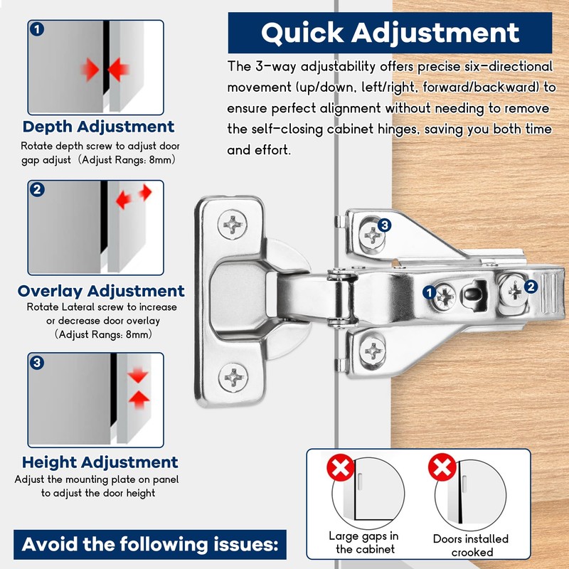 10 Pack 1/2'' Overlay Face Frame Soft Close Hidden Cabinet