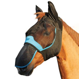WOOF WEAR UV with Ears Fly Mask Large Black Turquoise