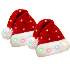 Luminous Luxury Plush Christmas Hat for Children and Adults Hat lf1438 Adult Only Color Lights 4ea