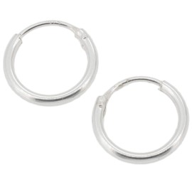 Sterling Silver 10 mm Plain Hoop Earrings