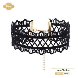 JAKAWIN Black Lace Choker Necklace Gothic Costume Necklaces for Women