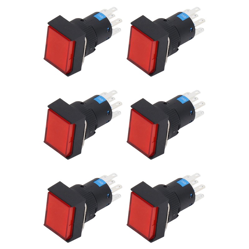 25 Pcs Push Button Switch Light Indicate Self Locking Long