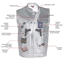 Milwaukee Leather Men's Club Style Premium Leather Motorcycle Riders Vest - 11X-Large