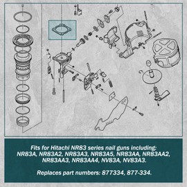 HASMX Power Tool Gasket (A) for Hitachi NR83 Series Nail Guns Including: NR83A, NR83A2, NR83A3, NR83A5, NR83AA, NR83AA2, NR83AA3, NR83AA4, NV83A, NV83A3 Replaces Part Numbers 877334, 877-334 (4-Pack)