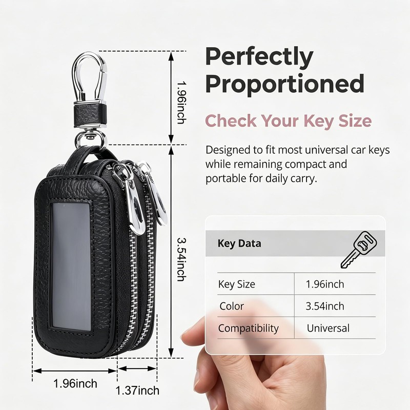 1 PC Key Fob Case, Leather Key Fob Holder with