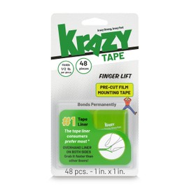 Krazy Finger Lift Double Sided Mounting Tape, 1"x 1", Pack of 48 Pre-Cut Pieces, Ultra-Thin for Crafts, Scrapbooking, School Projects & Card Making, Easy-to-Peel Adhesive Squares