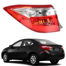 RainMan S Red Clear Tail Light Signal Lamp Outer Driver Side Replacement for 2014-2016 Toyota Corolla