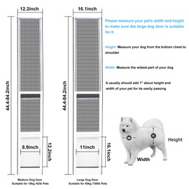 HANIML Large Dog Door for Sliding Glass Doors Doggie Door Insert for Screen Patio Pets Door with Lockable Panel Magnetic Closure Ideal for Large Dogs Cats Convenient and Durable Easy to Install White