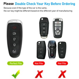 Yumzeco Compatible with Ford Key Fob Cover,Metal Shell Carbon Fiber Pattern Silicone Protection,Key Fob Shells Case for Flex Taurus Focus Explorer Escape Edge Expedition C-Max MKS MKT Key Fob Cover
