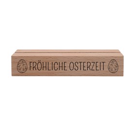 Interluxe Kartenhalter - Fröhliche Osterzeit - Grußkartenhalter Fotohalter Kartenständer Tischkartenhalter aus Holz