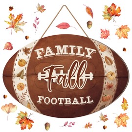 BBTO Fall Pumpkin Welcome Sign Wood Hello Sign Wooden Signs Rustic Fall Decorations Decorative Hanging Fall Sign for Thanksgiving Autumn Porch Home Wall Indoor Outdoor Fall Door Decor (Football)