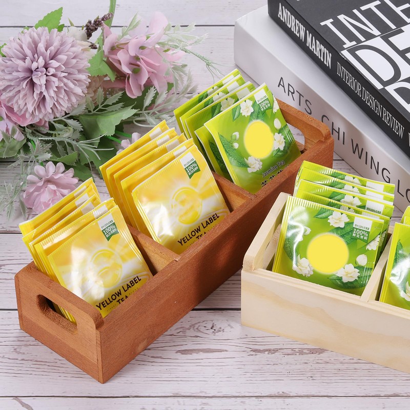 sourcing map Tea Bag Organizer, 6 Compartments Pine Wood Tea