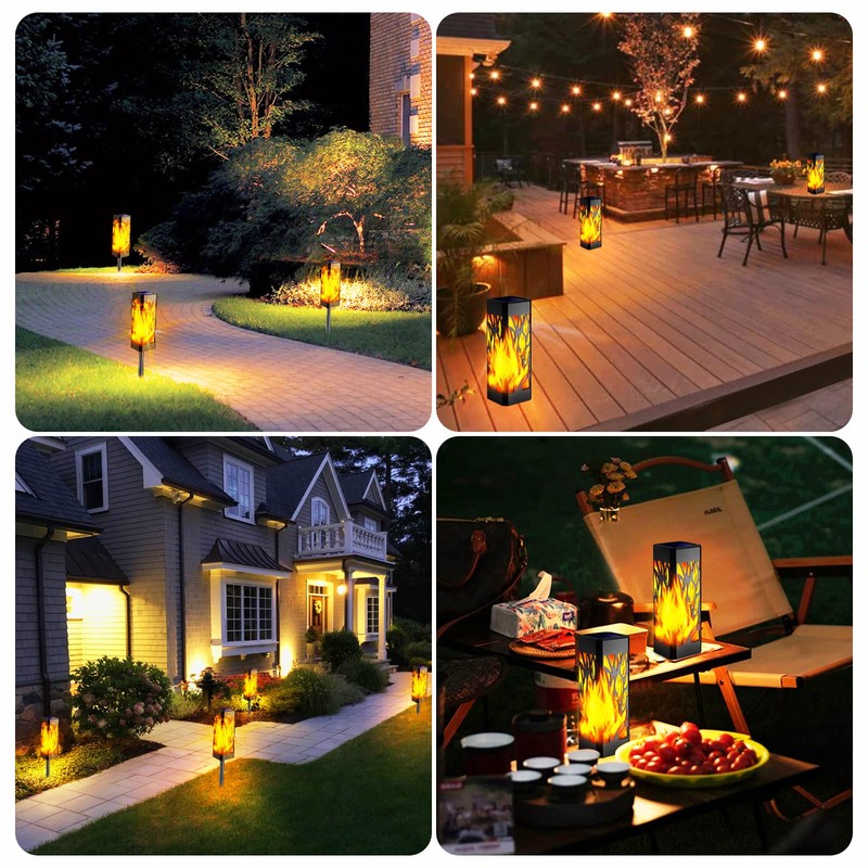 TomCare Flickering Flames Pathway Lights Solar Powered Decorative Garden Waterproof