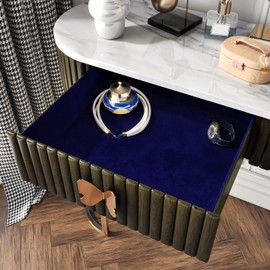 Wallderful Drawer Liner Velvet Fabric Blue Velvet Wallpaper Velvet Flocking Liner for Jewelry Box 11.8"x314" Removable Fabric Sticky Paper for Crafts Cabinets DIY Project Blue Contact Paper Felt Sheet