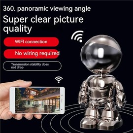 Cámara de Seguridad para el Hogar, Cámara De Seguimiento Automático, 1080P HD Cámara Robot WiFi APP Baby Video Monitor con Alarma, Soporta Almacenamiento de Extensión de 128GB