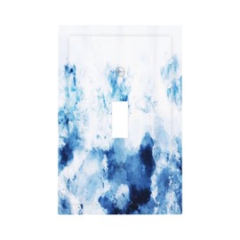 Abstract Watercolor Ombre Navy Blue Art Painting 1 Gang Light Switch Plate Cover Single Toggle Decorative Wall Plate Cold Modern Electrical Faceplate for Home Room Decor