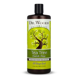 Dr. Woods Tea Tree Liquid Castile Soap - Castile Soap with Pure Tea Tree Oil, Body Wash for Men and Women, Contains Organic Shea Butter, Natural Cleaner for Face, Hands, and Body - 32 Fl Oz