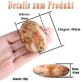 AWARDSEN 1 x 2.4 inch Crazy Lace Agate Gemstones, Large, Crystal Oval Healing Crystal for Reiki Healing, Wiccan Deliveries, Balancing Meditation Accessories