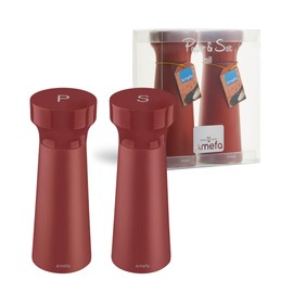 Amefa Modern Wood Salt and Pepper Mill Set of 2 Wooden Terracotta Ceramic Grinder Spice Mill Set for Salt and Pepper 15 cm Rubberwood Unfilled