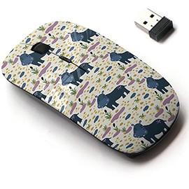 CJCBROES 2.4G Wireless Mouse with Cute Pattern Design for All Laptops and Desktops with Nano Receiver - Hippopotamus Colorful Cute Animal